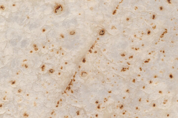 Tortilla mexican food texture in white background. Wrap texture