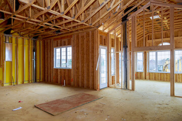 New home construction framing of a house under construction