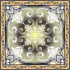 Design scarf with brown baroque elements. vector illustration.