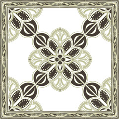 Design scarf with brown baroque elements. vector illustration.