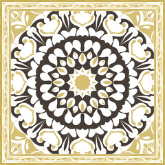 Design scarf with brown baroque elements. vector illustration.