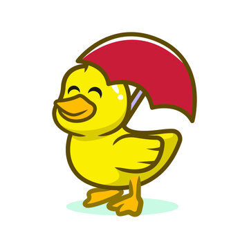 Cute baby duckling mascot design illustration