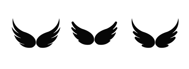 set of black wings on a white background