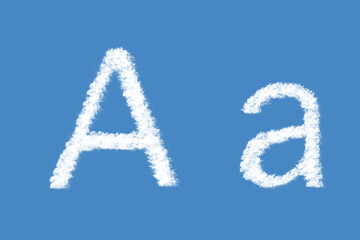 Fototapeta premium Letter A from real clouds shapes. Cloud alphabet.