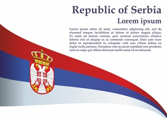 Obraz premium Flag of Serbia, Republic of Serbia. Bright, colorful vector illustration for graphic and web design