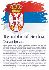 Flag of Serbia, Republic of Serbia. Template for award design, an official document with the flag of Serbia. Bright, colorful vector illustration for graphic and web design.