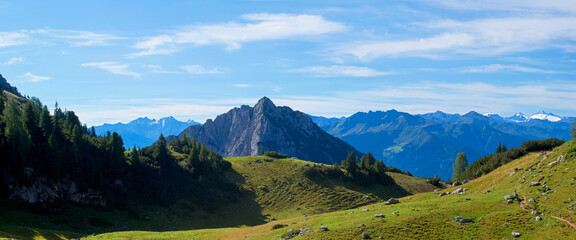 Fototapeta premium landscape in the mountains, view from Rofan Mountains in Tyrol, Austria