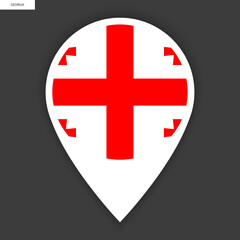 Georgia marker icon on dark grey background. Georgian pin icon isolated on barely dark background.