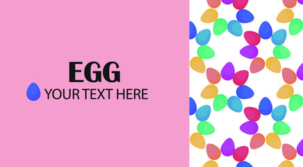 Banner with egg on a pink background with space for text