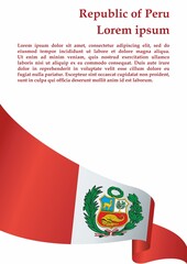 Flag of Peru, Republic of Peru. Template for award design, an official document with the flag of Peru. Bright, colorful vector illustration