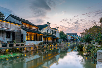 Fototapeta premium River houses in Dangkou Ancient Town