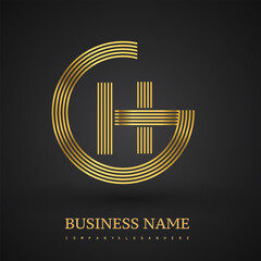 Letter HG linked logo design circle G shape. Elegant golden colored, symbol for your business name or company identity.