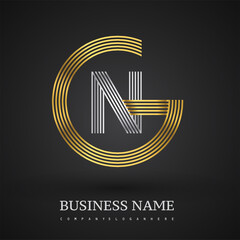 Letter GN linked logo design circle G shape. Elegant gold and silver colored, symbol for your business name or company identity.
