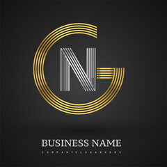 Letter GN linked logo design circle G shape. Elegant gold and silver colored, symbol for your business name or company identity.
