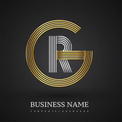 Letter GR linked logo design circle G shape. Elegant gold and silver colored, symbol for your business name or company identity.