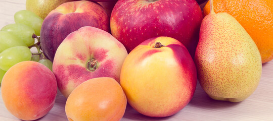 Fresh natural fruits containing nutritious vitamins for healthy lifestyles