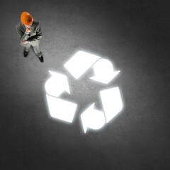 Engineer man from top view