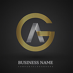 Letter GA linked logo design circle G shape. Elegant gold and silver colored, symbol for your business name or company identity.