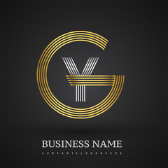 Letter YG linked logo design circle G shape. Elegant gold and silver colored, symbol for your business name or company identity.