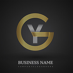 Letter YG linked logo design circle G shape. Elegant gold and silver colored, symbol for your business name or company identity.