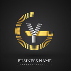 Letter YG linked logo design circle G shape. Elegant gold and silver colored, symbol for your business name or company identity.