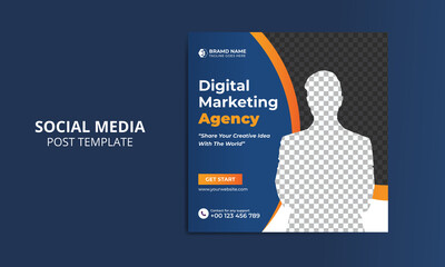 Digital marketing agency social media post, creative marketing, corporate marketing social banner template.
