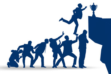 Career progression concept with businessman climbing stairs