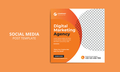 Digital marketing agency social media post, creative marketing, corporate marketing social banner template.