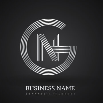 Letter NG logo design circle G shape. Elegant silver colored, symbol for your business name or company identity.