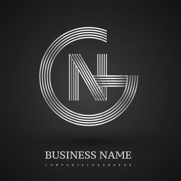 Letter GN logo design circle G shape. Elegant silver colored, symbol for your business name or company identity.