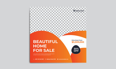 Real estate social media post design template, home sale social banner design