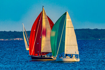 Sailboats Racing Padanaram Harbor Dartmouth Massachusetts