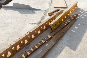 Wooden building materials for stiffening on the construction site