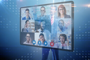 Concept of remote video conferencing during pandemic