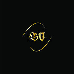 Fototapeta na wymiar B O letter logo monogram design on black color background