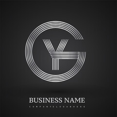 Letter GY logo design circle G shape. Elegant silver colored, symbol for your business name or company identity.