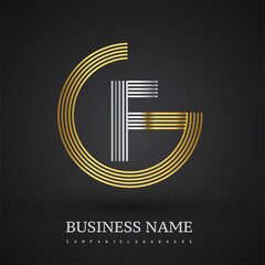 Letter GF linked logo design circle G shape. Elegant gold and silver colored, symbol for your business name or company identity.