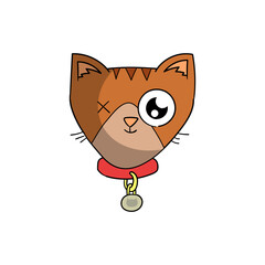 Cute fun cartoon cat portrait