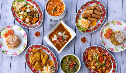 Thai Food Mixes of Fried Rice, noodles and soups