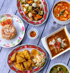Thai Food Mixes of Fried Rice, noodles and soups