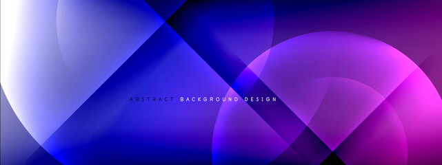 Vector abstract background - circle and cross on fluid gradient with shadows and light effects. Techno or business shiny design templates for text