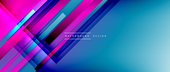 Fototapeta premium Dynamic lines on fluid color gradient. Trendy geometric abstract background for your text, logo or graphics