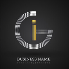 Letter GI logo design circle G shape. Elegant silver and gold colored, symbol for your business name or company identity.