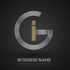 Letter GI logo design circle G shape. Elegant silver and gold colored, symbol for your business name or company identity.