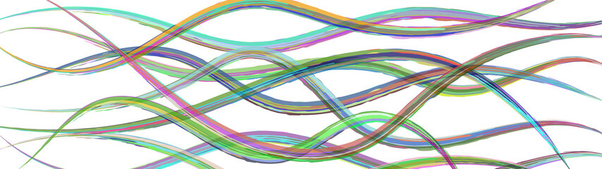 Abstract background of wavy intertwining colored lines on white