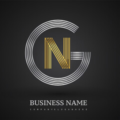 Letter GN logo design circle G shape. Elegant silver and gold colored, symbol for your business name or company identity.