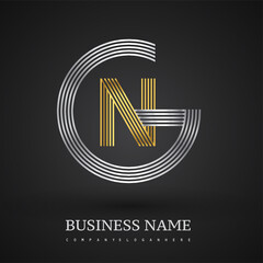 Letter NG logo design circle G shape. Elegant silver and gold colored, symbol for your business name or company identity.