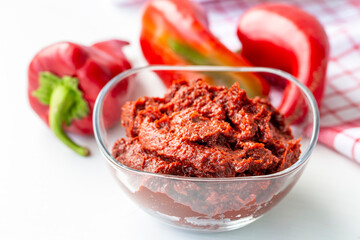 Turkish style pepper paste (biber salcasi)