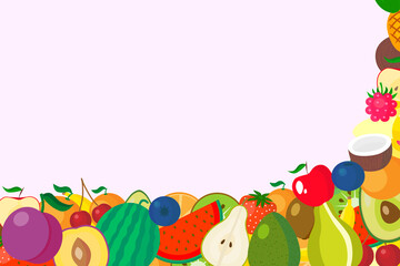 A background with a lot of fruits with copy space. Good for any project.