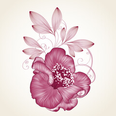 Hand drawn floral pattern with camelia flowers. Vector illustration. Element for design.
